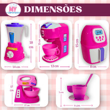 Carregar imagem no visualizador da galeria, Kit Cozinha Infantil 25pcs Brinquedo Eletrodomésticos Comidinhas Acessórios