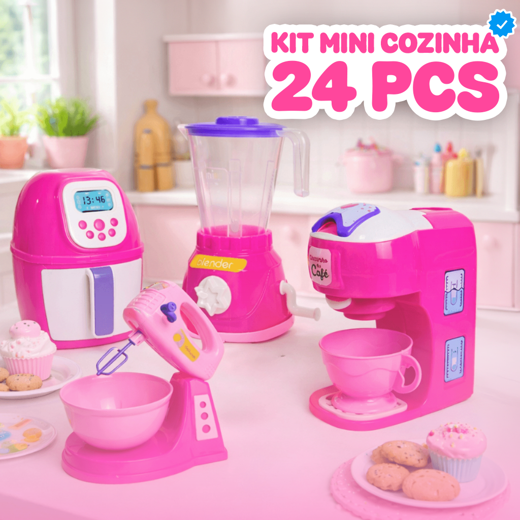 Kit Cozinha Infantil 25pcs Brinquedo Eletrodomésticos Comidinhas Acessórios