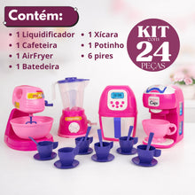 Carregar imagem no visualizador da galeria, Kit Cozinha Infantil 25pcs Brinquedo Eletrodomésticos Comidinhas Acessórios
