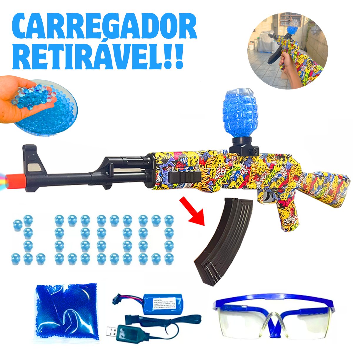 Arminha de Gel Metralhadora Automática Infantil | Varie