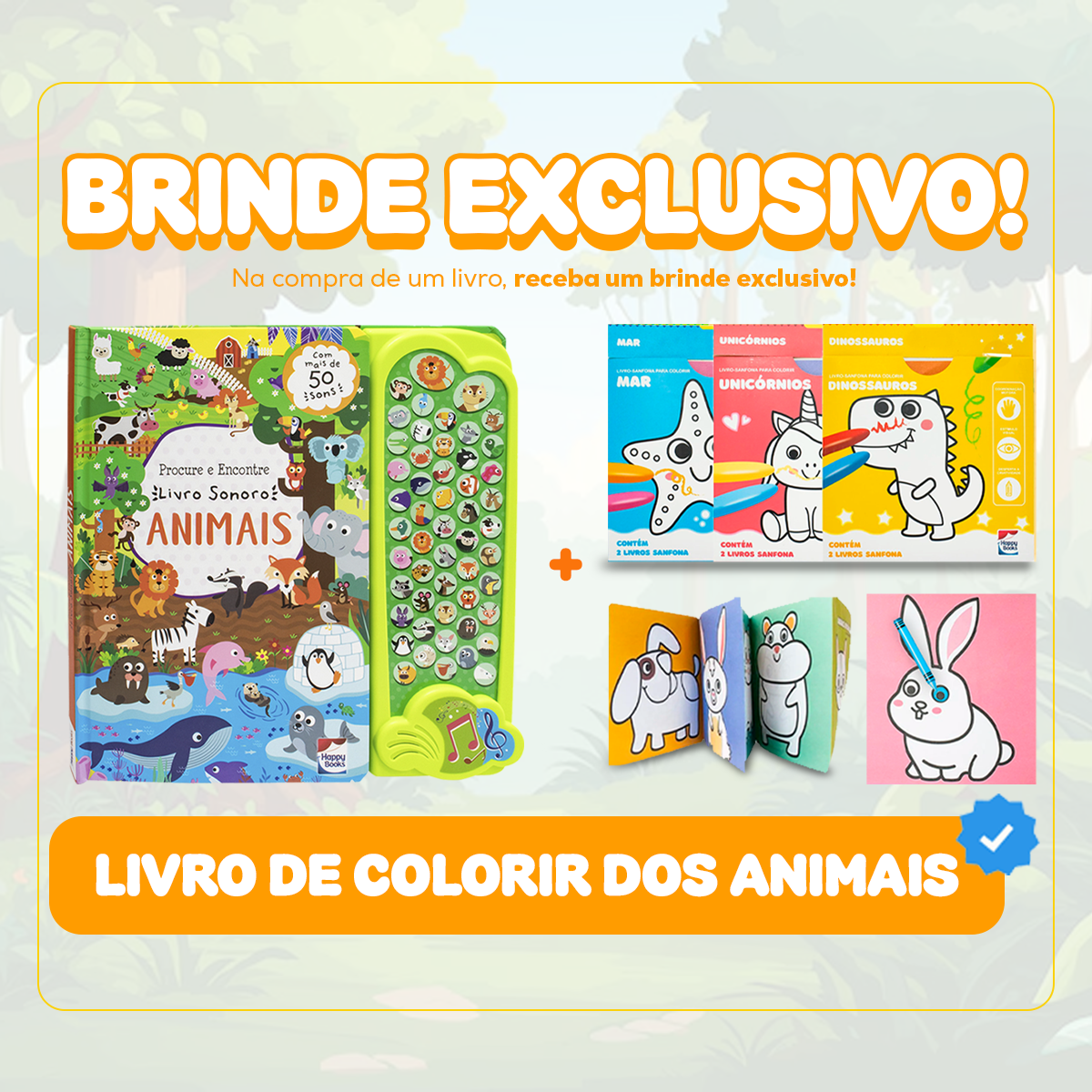 Livro Sensorial 50 Sons Animais + BRINDE EXCLUSIVO | Varie™